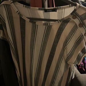 CURE Striped Women's Blouse - Black and Cream